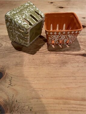 NWOT set Anthropologie lightweight ceramic  baskets decor boho jewelry 4x4